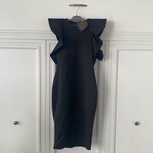 Black flutter sleeve midi dress NWT